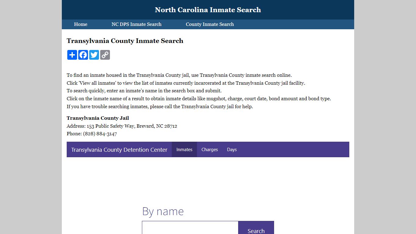 Transylvania County Inmate Search